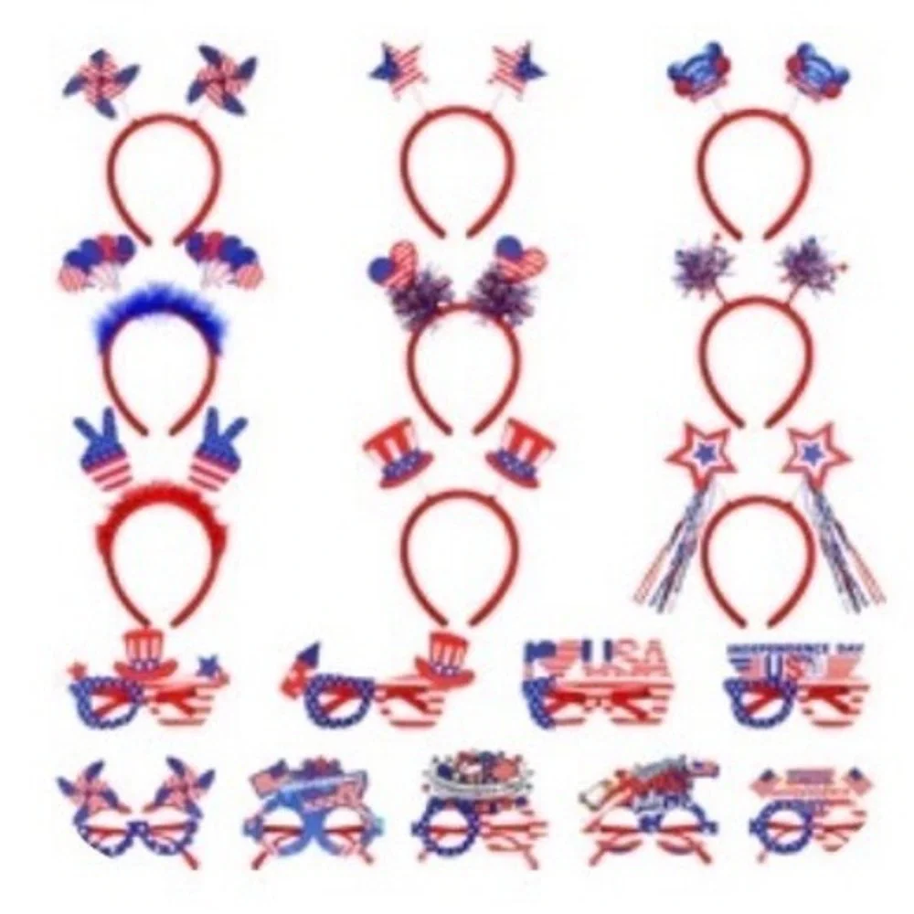 Max Fun 4th of July Patriotic Party Favors Set 18Pcs Headbands Glasses USA